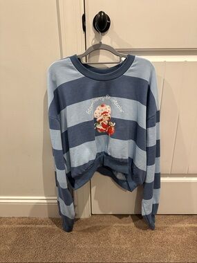 Strawberry Shortcake Blue Striped Crop Sweatshirt